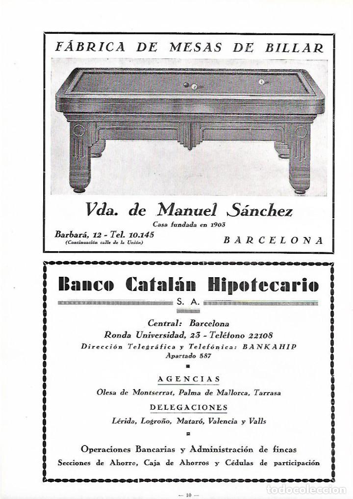 Coleccionismo: A&Ntilde;O 1934-35 RECORTE PRENSA PUBLICIDAD VIUDA DE MANUEL SANCHEZ FABRICA DE MESAS DE BILLAR BARCELONA