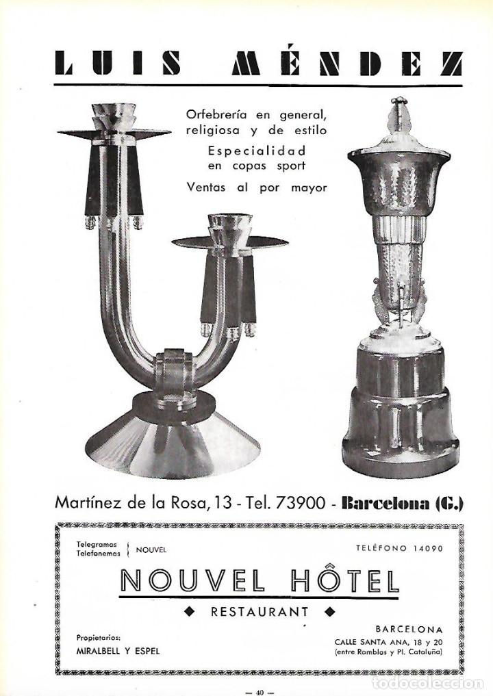 Colecionismo: A&Ntilde;O 1934-35 RECORTE PRENSA PUBLICIDAD LUIS MENDEZ ORFEBRERIA RELIGIOSA COPAS SPORT BARCELONA
