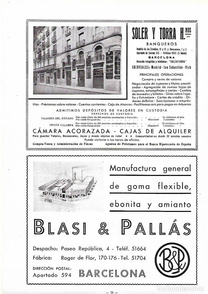 Coleccionismo: A&Ntilde;O 1934-35 RECORTE PRENSA PUBLICIDAD BLASI PALLAS MANUFACTURA GOMA FLEXIBLE EBONITA AMIANTO BCNA