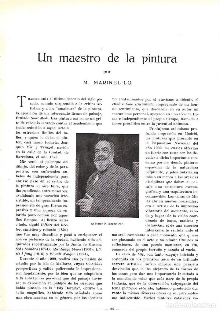 Sammelleidenschaft Papier: A&Ntilde;O 1934-35 RECORTE PRENSA PINTURA JOAQUIN MIR TRINXET UN MAESTRO DE LA PINTURA