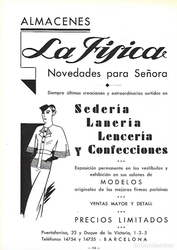 Collezionismo: A&Ntilde;O 1934-35 RECORTE PRENSA PUBLICIDAD ALMACENES LA FISICA SEDERIA LANERIA LENCERIA CONFECCIONES BCNA