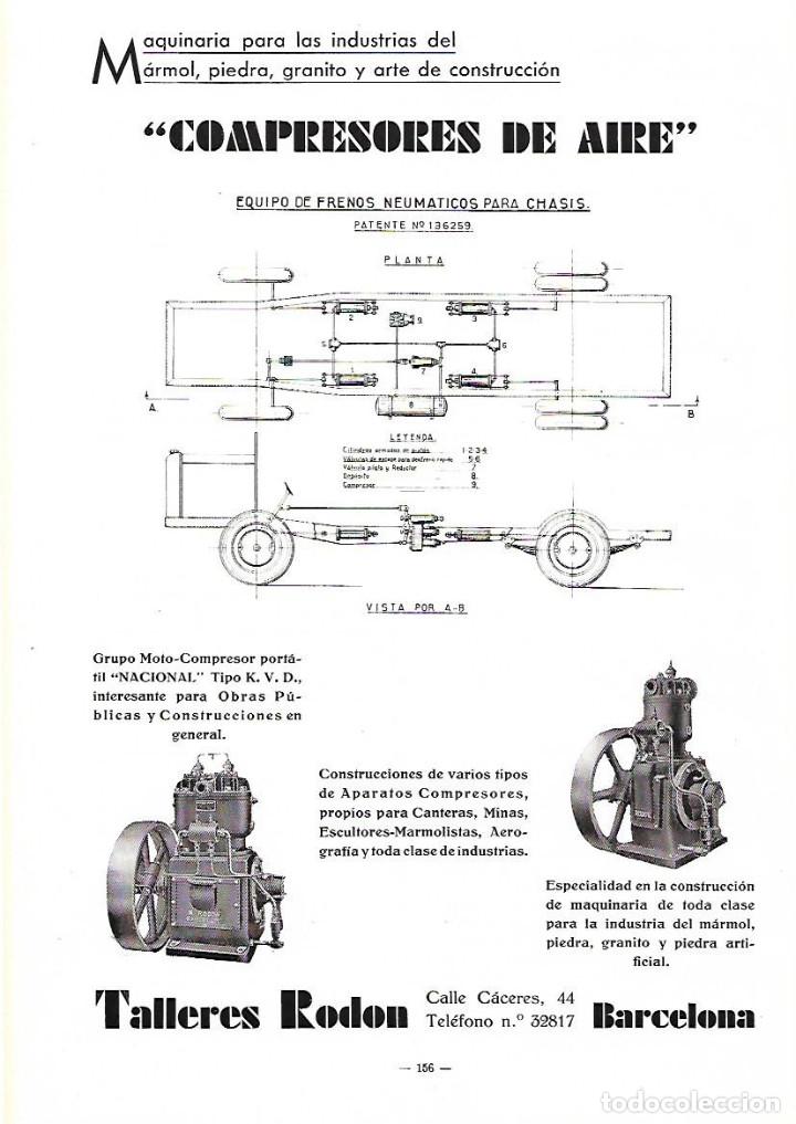 Collezionismo: A&Ntilde;O 1934-45 RECORTE PRENSA PUBLICIDAD TALLERES RODON BARCELONA COMPRESORES DE AIRE