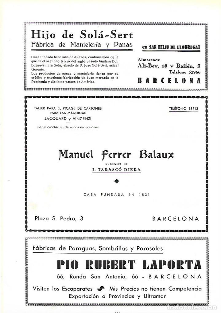 Colecionismo: A&Ntilde;O 1934-35 PUBLICIDAD HIJO SOLA SERT FABRICA MANTELERIAS PIO RUBERT LAPORTA PARAGUAS SOMBRILLAS BCN