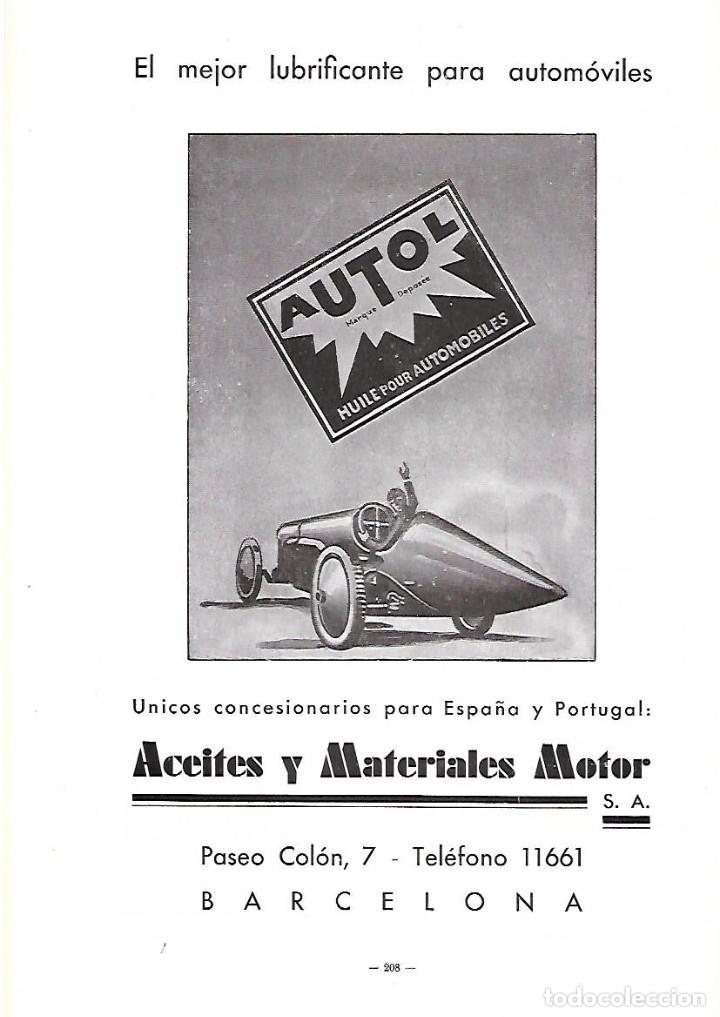 Collezionismo: A&Ntilde;O 1934-35 PUBLICIDAD AUTOL ACEITES Y MATERIALES MOTOR ACEITE PARA AUTOMOVIL LUBRIFICANTE