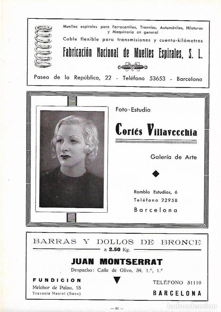 Colecionismo: A&Ntilde;O 1934-35 RECORTE PRENSA PUBLICIDAD CORTES VILLAVECCHIA FOTO ESTUDIO GALERIA DE ARTE BCNA