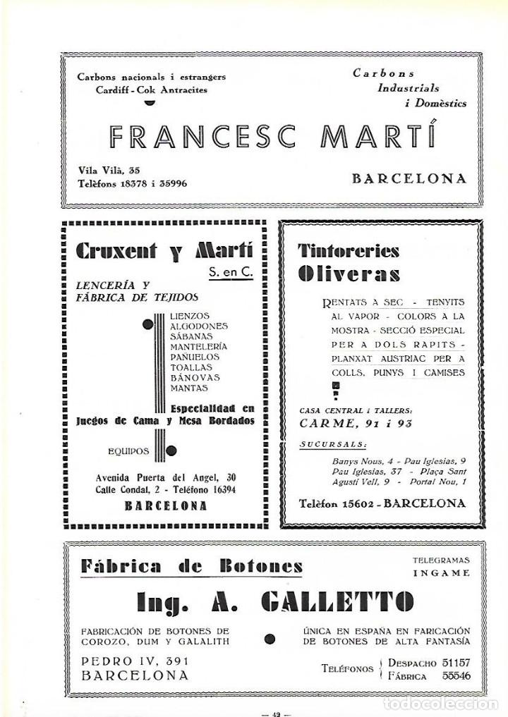 Coleccionismo: A&Ntilde;O 1934-35 PUBLICIDAD FRANCESC MARTI CARBONES CRUXENT Y MARTI LENCERIA FABRICA TEJIDOS BARCELONA