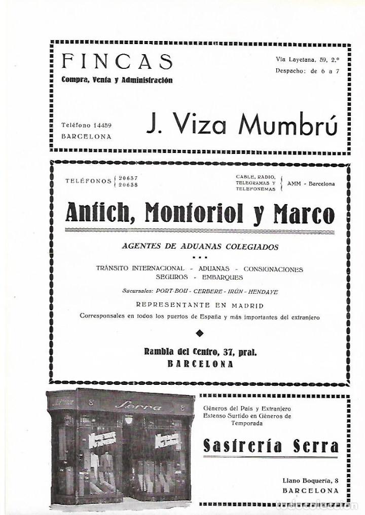 Colecionismo: A&Ntilde;O 1934-35 PUBLICIDAD ANTICH MONTORIOL MARCO AGENTES DE ADUADANAS COLEGIADOS BARCELONA