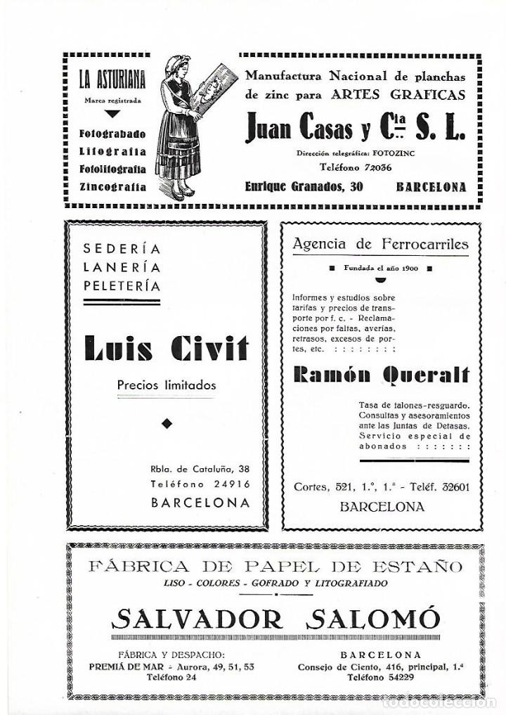 Colecionismo: A&Ntilde;O 1934-35 PUBLICIDAD RAMON QUERALT AGENCIA FERROCARRIL SALVADOR SALOMO FABRICA PAPEL ESTA&Ntilde;O BCNA