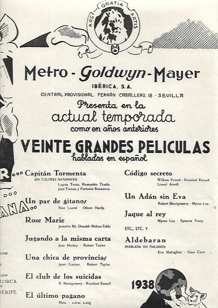 Colecionismo: A&Ntilde;O 1938 GUERRA CIVIL PUBLICIDAD CINE METRO GOLDWYN MAYER IBERICA PRESENTACION PELICULAS TEMPORADA