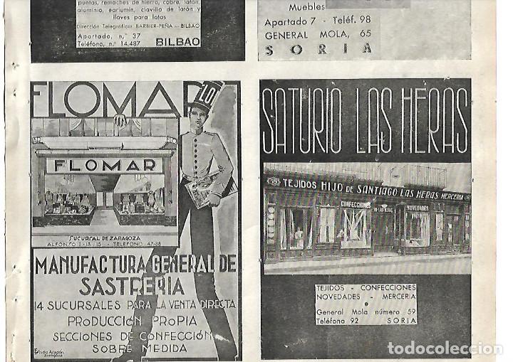 Sammelleidenschaft Papier: A&Ntilde;O 1938 GUERRA CIVIL PUBLICIDAD SATURIO LAS HERAS TEJIDOS MERCERIA SORIA HIJO SANTIAGO LAS HERAS