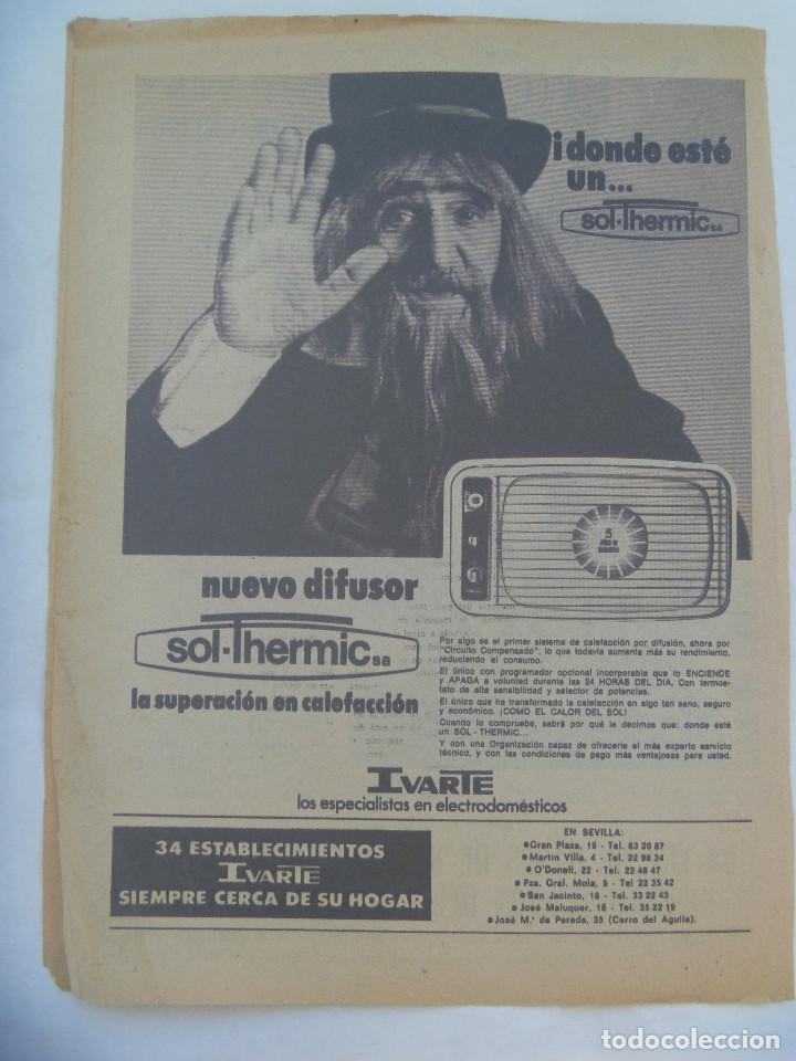 Coleccionismo: HOJA DE PERIODICO CON FOTO DE DON CICUTA ( DEL UN, DOS, TRES ) PUBLICIDAD DE IVARTE, A&Ntilde;OS 70