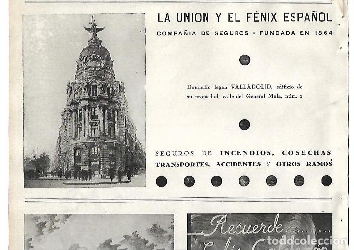 Collectionnisme: A&Ntilde;O 1938 GUERRA CIVIL PUBLICIDAD LA UNION Y EL FENIX ESPA&Ntilde;OL COMPA&Ntilde;IA DE SEGUROS VALLADOLID