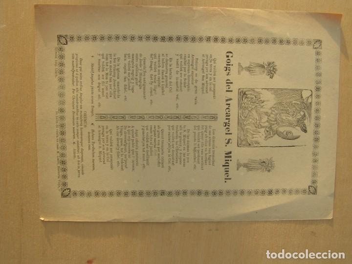 Coleccionismo: Goig - gozo al Arcangel San Miguel, impreso en Gerona, principios siglo XX o anterior .