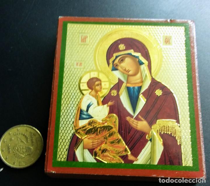Coleccionismo: VIRGEN ORTODOXA EN BASE DE MADERA - Foto 1