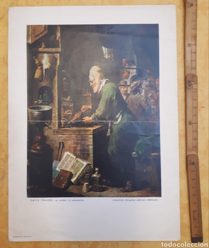 Coleccionismo: David Teniers El joven El alquimista colecci&oacute;n estampas Ceregumil n&deg;16 sello parte trasera
