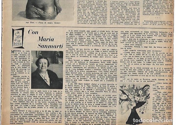 Coleccionismo: A&Ntilde;O 1955 RECORTE PRENSA PINTURA ENTREVISTA A MARIA SANMARTI PINTORA