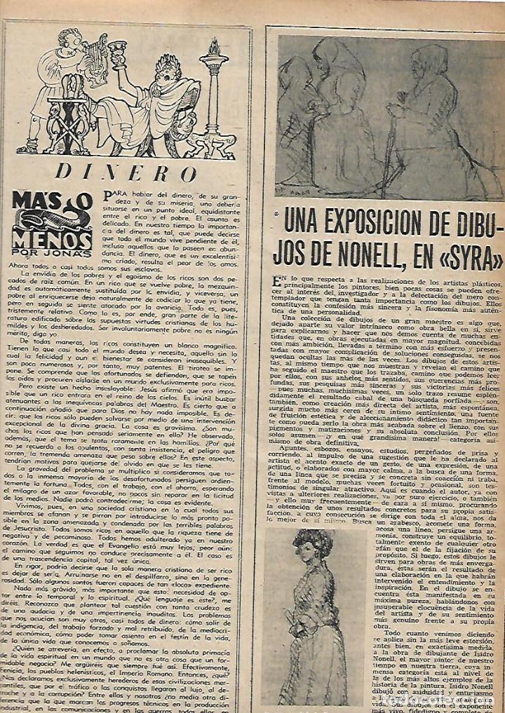 Coleccionismo: A&Ntilde;O 1955 RECORTE PRENSA UNA EXPOSICION DE DIBUJOS DE NONELL EN SYRA