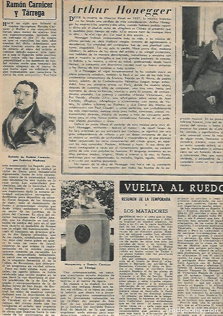 Collecting paper: A&Ntilde;O 1955 RECORTE PRENSA RAMON CARNICER BATLLE TARREGA MONUMENTO MUSICA OPERA