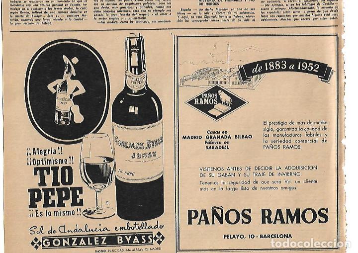 Sammelleidenschaft Papier: A&Ntilde;O 1952 RECORTE PRENSA PUBLICIDAD BEBIDAS TIO PEPE JEREZ GONZALEZ BYASS PA&Ntilde;OS RAMOS BARCELONA