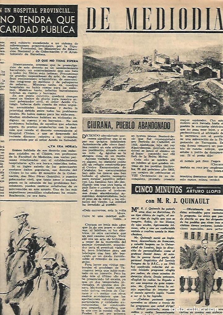 Colecionismo: A&Ntilde;O 1952 RECORTE PRENSA CIURANA SIURANA PUEBLO ABANDONADO