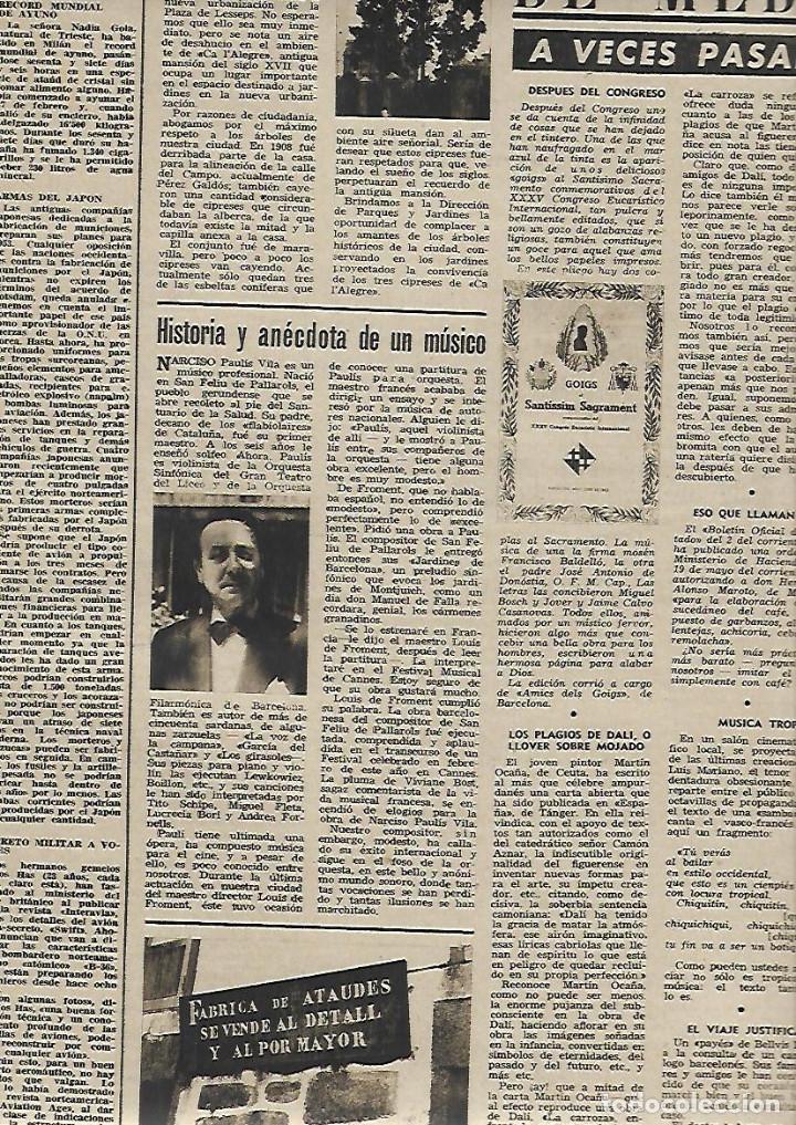 Collectionnisme: A&Ntilde;O 1952 RECORTE PRENSA MUSICA NARCISO PAULIS VILA HISTORIA Y ANECDOTA  SANT FELIU DE PALLAROLS