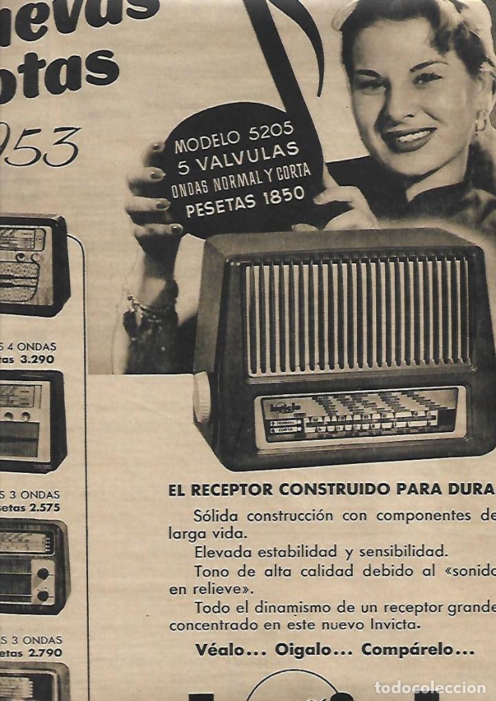 Collecting paper: A&Ntilde;O 1952 RECORTE PRENSA PUBLICIDAD INVICTA RADIO