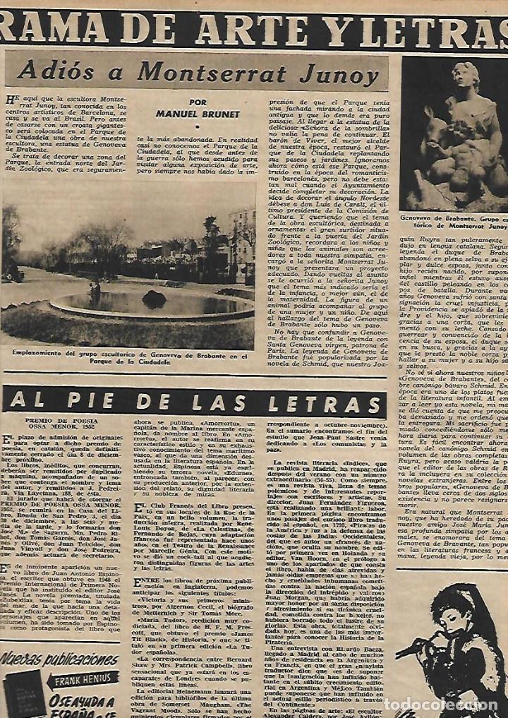 Sammelleidenschaft Papier: A&Ntilde;O 1952 RECORTE PRENSA ESCULTURA MUERTE DE MONTSERRAT JUNOY GENOVEVA DE BRABANTE