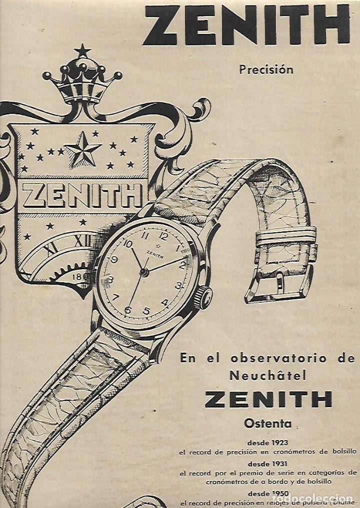 Sammelleidenschaft Papier: A&Ntilde;O 1952 RECORTE PRENSA PUBLICIDAD RELOJ ZENITH