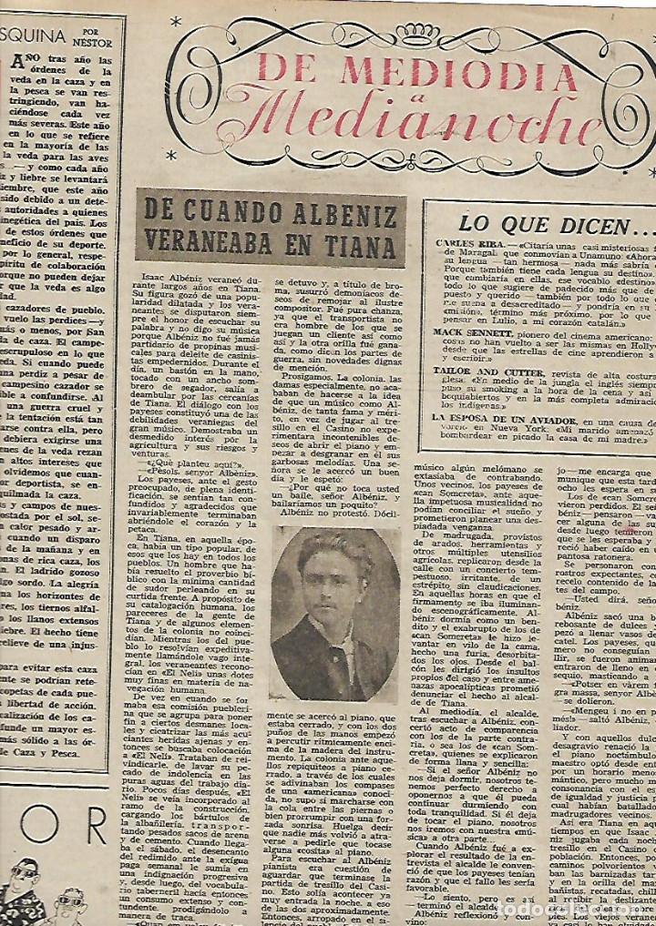 Collezionismo: A&Ntilde;O 1952 RECORTE PRENSA MUSICA VERANEO DE ALBENIZ EN TIANA