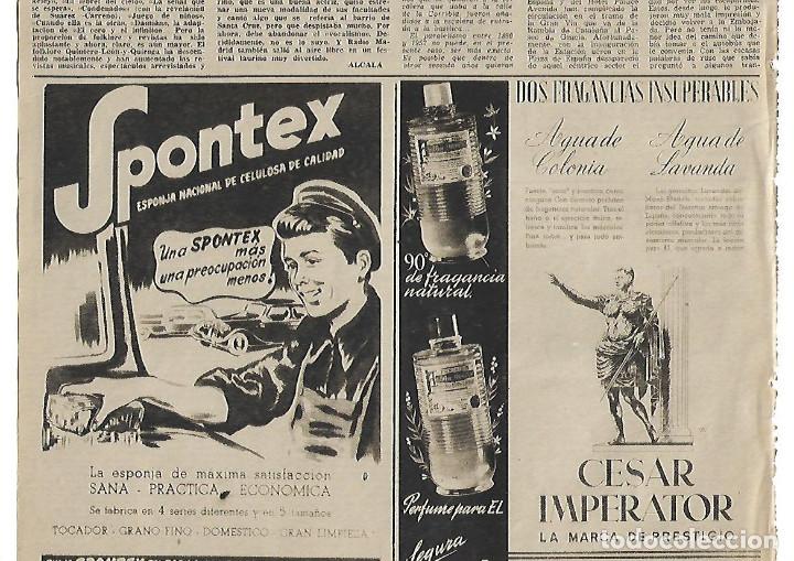 Collectionnisme: A&Ntilde;O 1952 RECORTE PRENSA PUBLICIDAD SPONTEX ESPONJA COLONIA CESAR IMPERATOR SEGURA