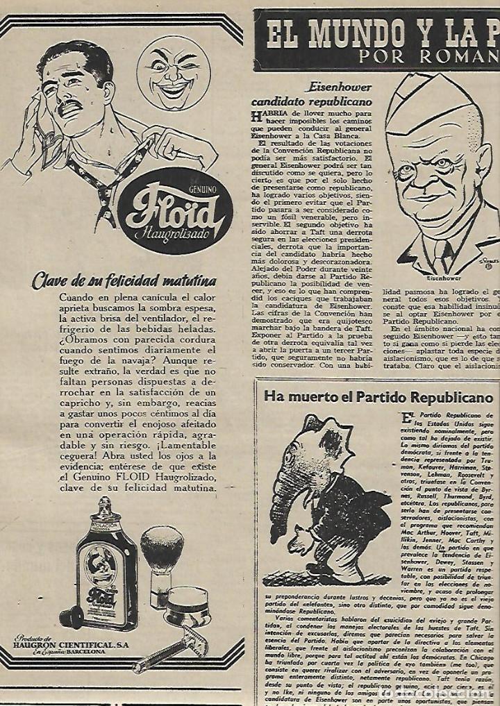 Sammelleidenschaft Papier: A&Ntilde;O 1952 RECORTE PRENSA PUBLICIDAD AFTER SHAVING FLOID ANTISEPTICO HAUGRON CIENTIFICAL AFEITADO