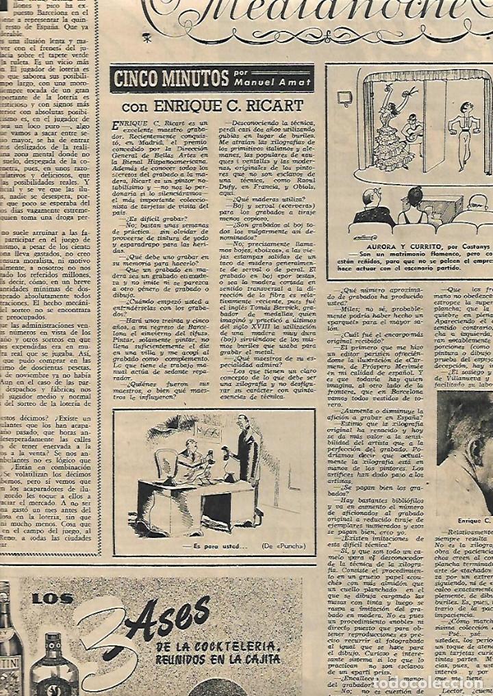 Coleccionismo: A&Ntilde;O 1952 RECORTE PRENSA ENRIQUE C RICART GRABADOR PINTOR GRABADO