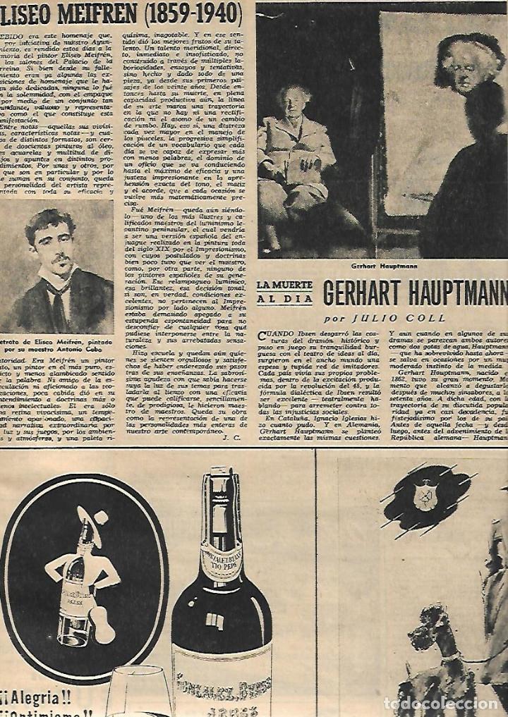 Coleccionismo: A&Ntilde;O 1952 RECORTE PRENSA GERHART HAUPTMANN ESCRITOR PREMIO NOBEL LITERATURA ALEMANIA