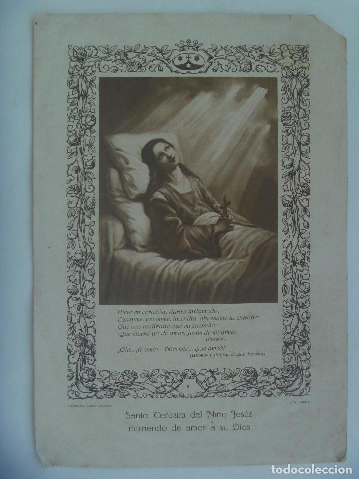 Coleccionismo: LAMINA ANTIGUA DE SANTA TERESITA DEL NI&Ntilde;O JESUS PATRONA DE TODAS LAS MISIONES. MUMBRU- BARCELONA