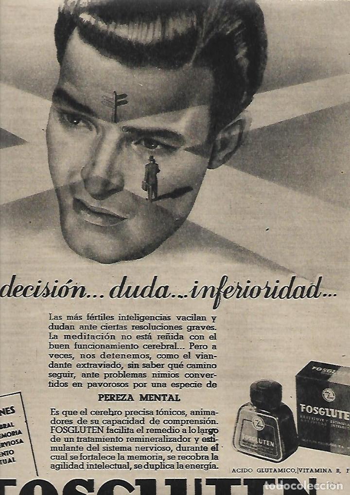 Coleccionismo: A&Ntilde;O 1952 RECORTE PRENSA PUBLICIDAD FOSGLUTEN FUERZA VIGOR MENTAL INSTITUTO TERAPEUTICO MADRID