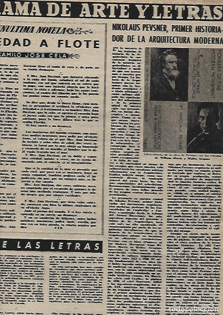 Coleccionismo: A&Ntilde;O 1952 RECORTE PRENSA NIKOLAUS PEVSNER PRIMER HISTORIADOR DE LA ARQUITECTURA MODERNA