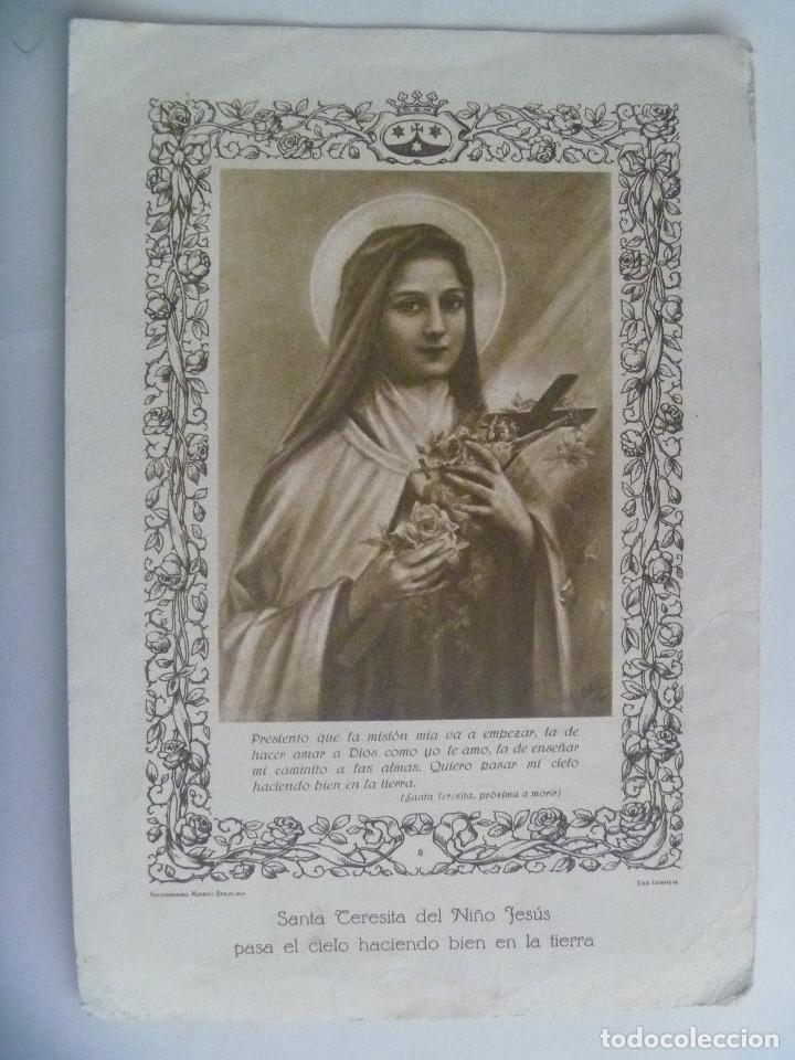 Coleccionismo: LAMINA ANTIGUA DE SANTA TERESITA DEL NI&Ntilde;O JESUS PATRONA DE TODAS LAS MISIONES. MUMBRU- BARCELONA