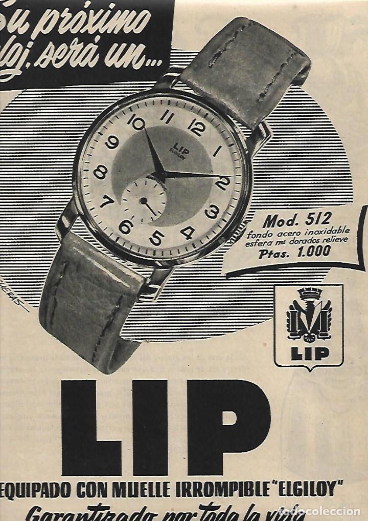 Coleccionismo: A&Ntilde;O 1954 RECORTE PRENSA PUBLICIDAD RELOJ LIP