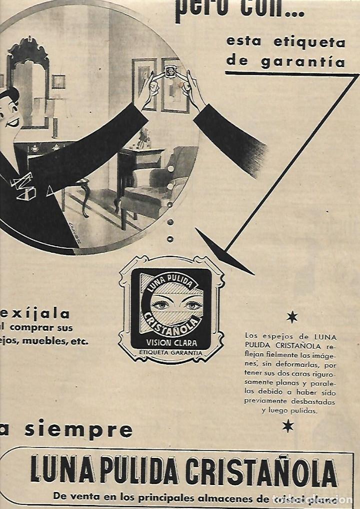 Coleccionismo: A&Ntilde;O 1954 RECORTE PRENSA PUBLICIDAD LUNA PULIDA CRISTA&Ntilde;OLA ESPEJOS CRISTAL