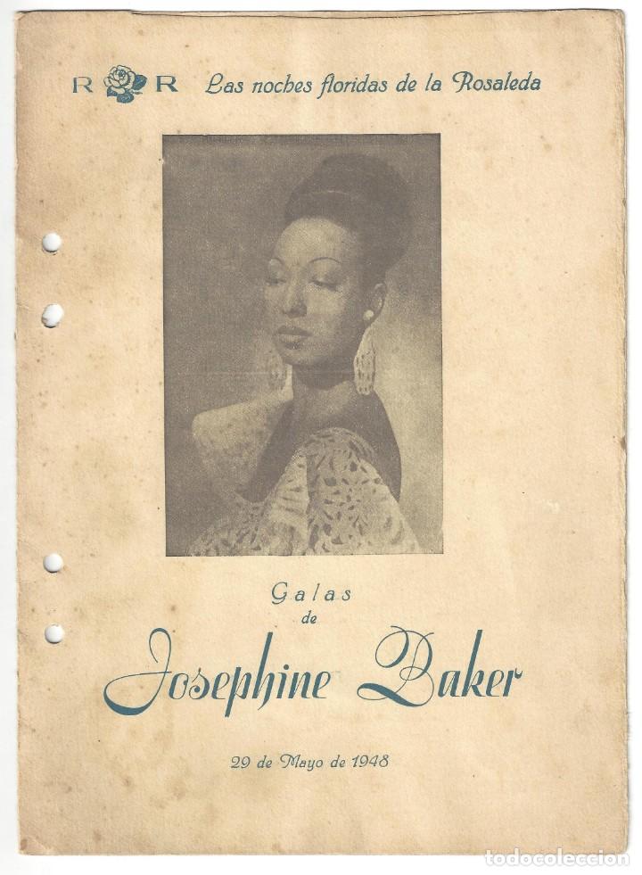 Coleccionismo: CARTA MEN&Uacute; ROSALEDA. LAS NOCHES FLORIDAS DE GRAN ESPECT&Aacute;CULO. GALAS DE JOSEPHINE BAKER- 1948