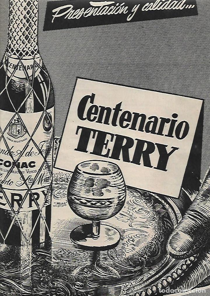 Collecting paper: A&Ntilde;O 1954 RECORTE PRENSA PUBLICIDAD BEBIDAS CO&Ntilde;AC CENTENARIO TERRY PUERTO DE SANTA MARIA