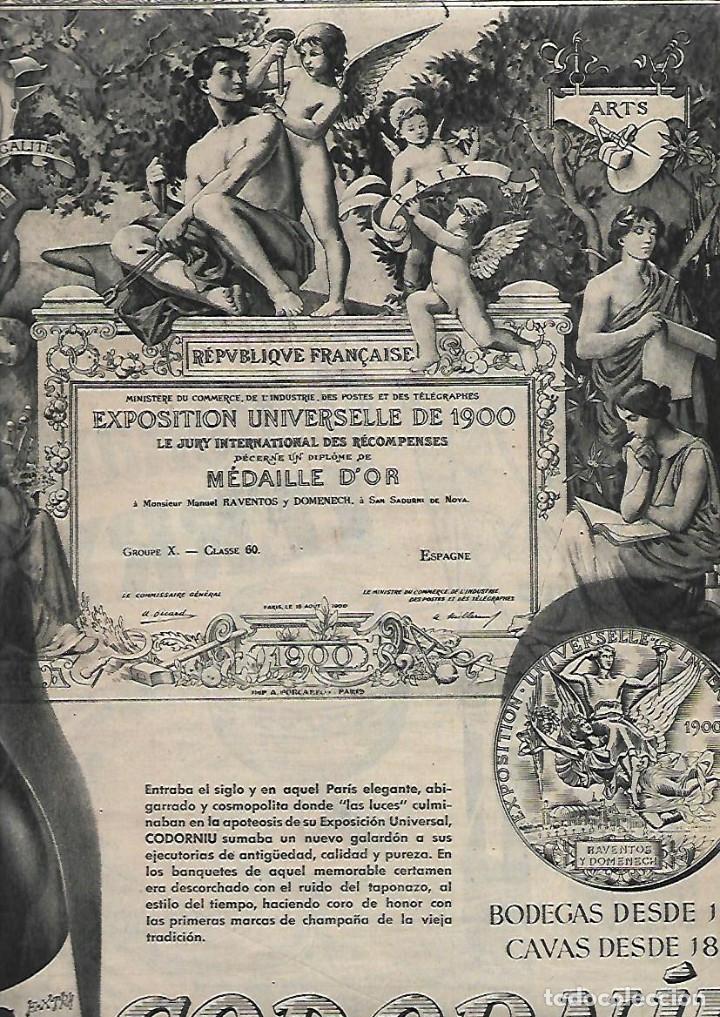 Coleccionismo: A&Ntilde;O 1954 RECORTE PRENSA PUBLICIDAD CODORNIU MEDAILLE D'OR EXPOSITION UNIVERSELLE DE 1900 CAVA