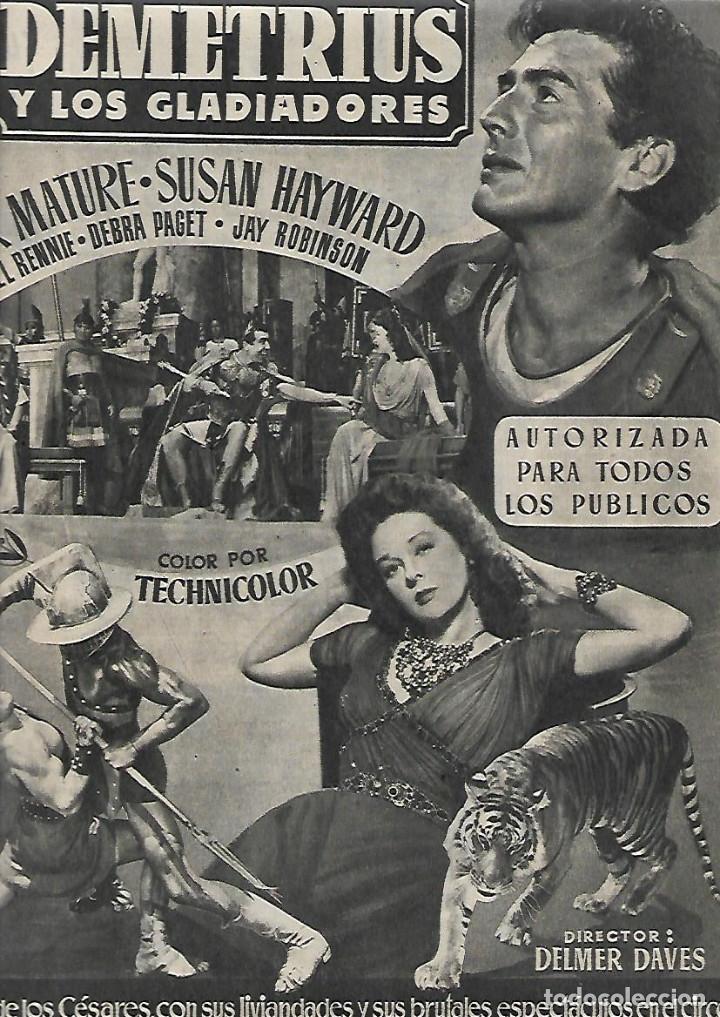Collectionnisme: A&Ntilde;O 1954 RECORTE PRENSA PUBLICIDAD CINE PELICULA DEMETRIUS Y LOS GLADIADORES VICTOR MATURE