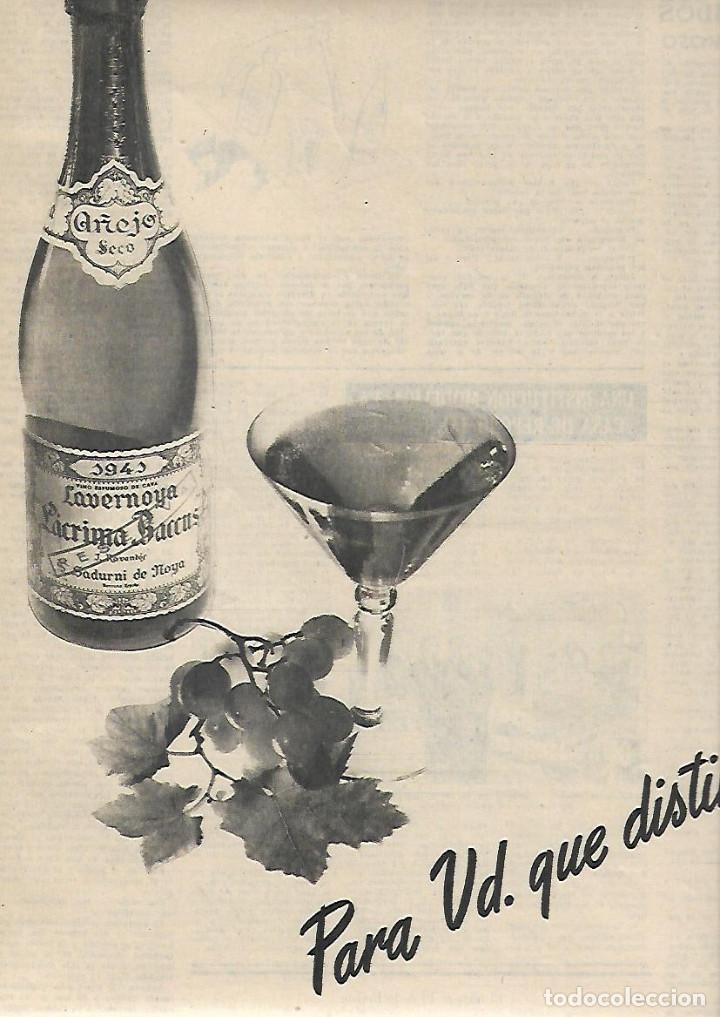 Colecionismo: A&Ntilde;O 1954 RECORTE PRENSA PUBLICIDAD BEBIDAS CAVA CHAMPA&Ntilde;A LAVERNOYA LACRIMA BACCUS