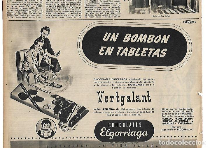 Collectionnisme: A&Ntilde;O 1954 RECORTE PRENSA PUBLICIDAD CHOCOLATE ELGORRIAGA VERTGALANT