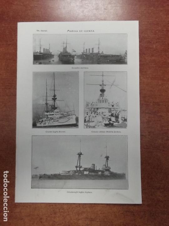 Coleccionismo: ANTIGUA L&Aacute;MINA. MARINA DE GUERRA. CRUCERO CATALU&Ntilde;A. ESCUADRA AUSTRIACA. ESCUADRA ITALIANA.