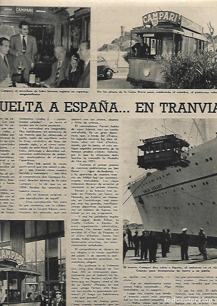 Colecionismo: A&Ntilde;O 1955 RECORTE PRENSA LA VUELTA A ESPA&Ntilde;A EN TRANVIA CAMPARI