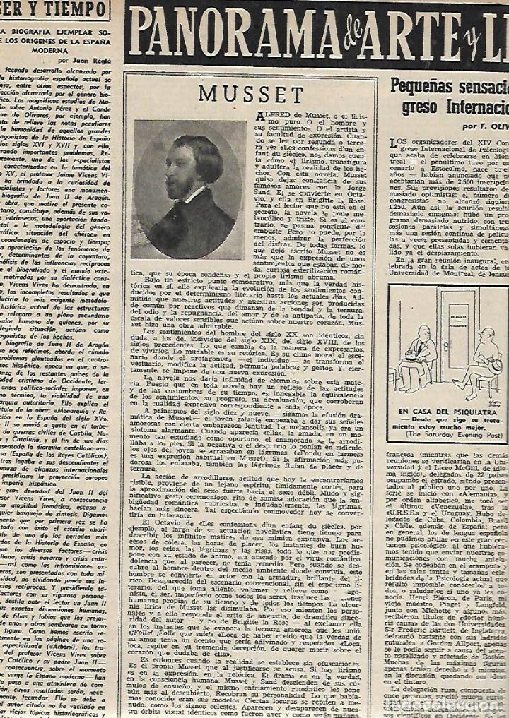 Collezionismo: A&Ntilde;O 1954 RECORTE PRENSA MUSSET POESIA POETA NOVELISTA FRANCES