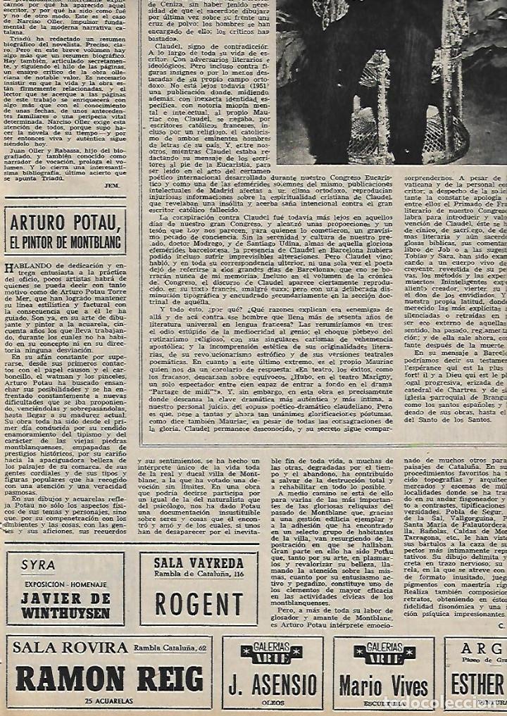 Coleccionismo: A&Ntilde;O 1955 RECORTE PRENSA PINTURA ARTURO POTAU EL PINTOR DE MONTBLANC