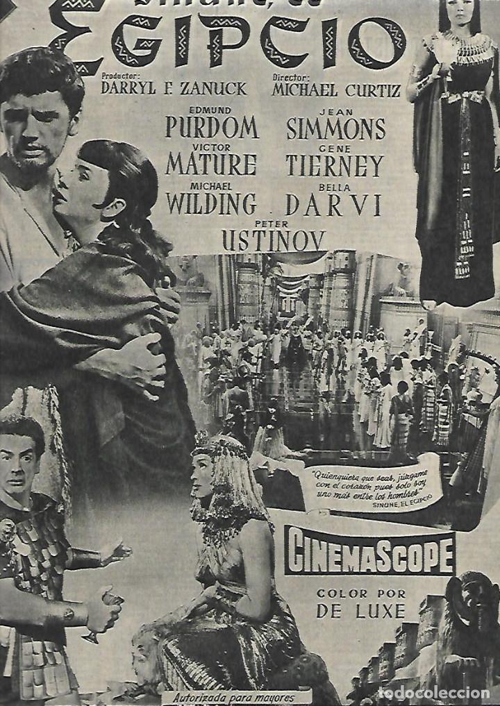 Collezionismo: A&Ntilde;O 1955 RECORTE PRENSA PUBLICIDAD CINE PELICULA SINUHE EL EGIPCIO PURDOM JEAN SIMMONS